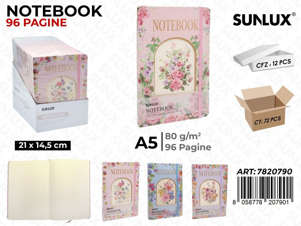 Sunlux Notebook Ass. A5 21*14.5CM 96PAG. 80GR
