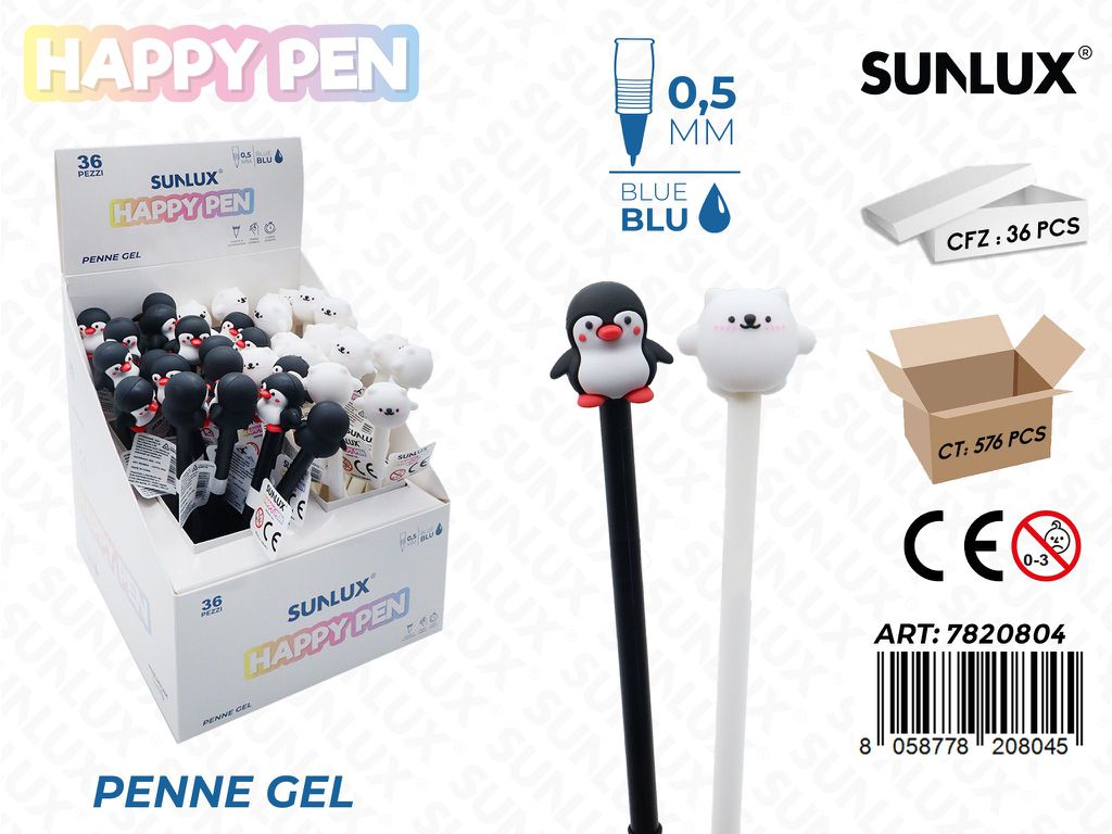 Happy Pen Gel Ass. Blu 0.5Mm Antartide