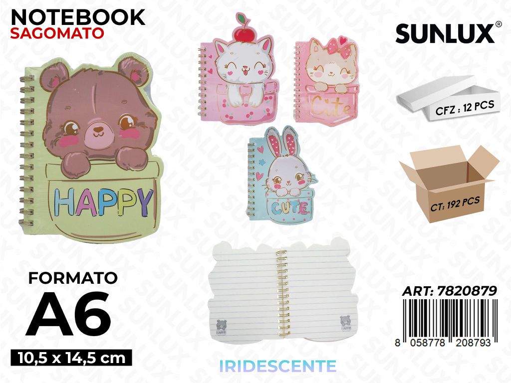 Sunlux Notebook Sagomato Animal A6 10.5*14.5CM