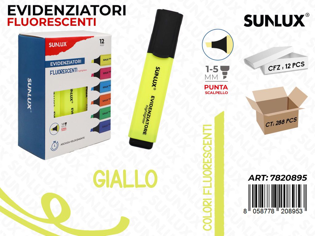 Sunlux Evidenziatore Fluo Giallo 1-5MM