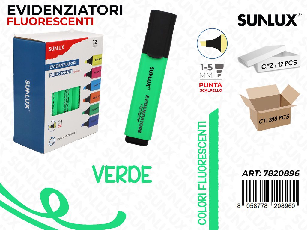 Sunlux Evidenziatore Fluo Verde 1-5MM