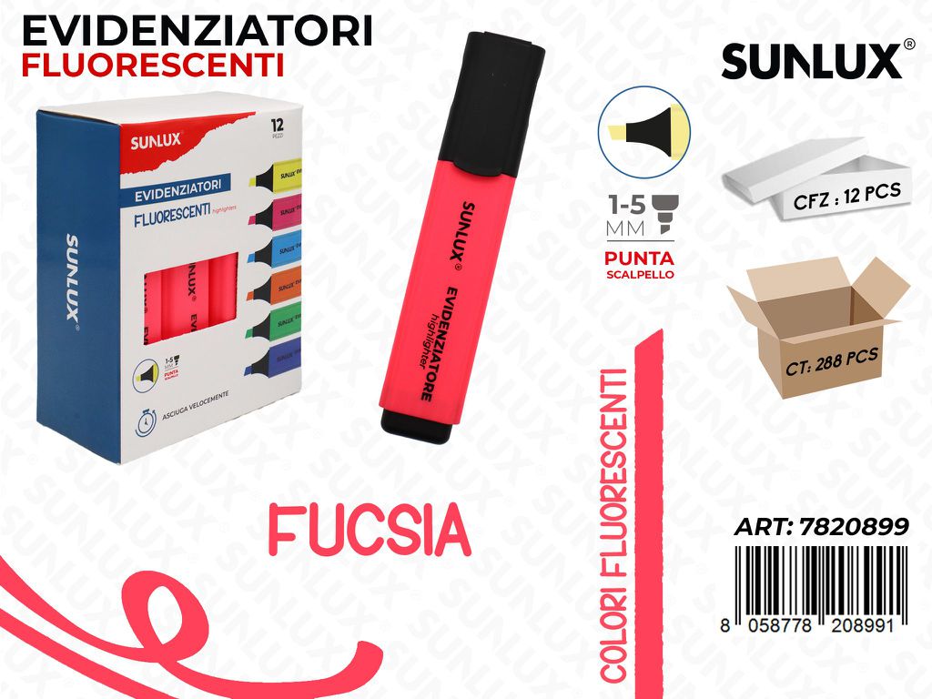 Sunlux Evidenziatore Fluo Fucsia 1-5MM