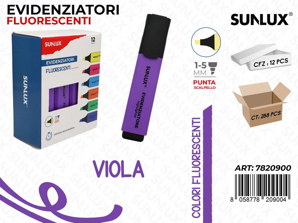 Sunlux Evidenziatore Fluo Viola 1-5MM