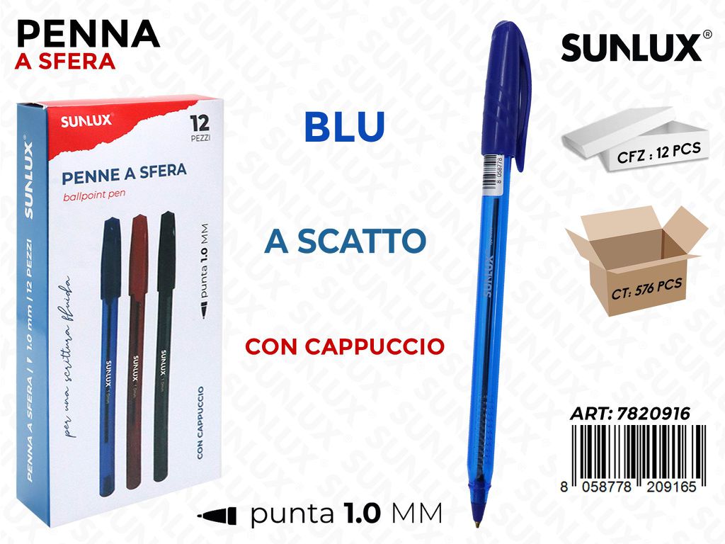 Sunlux Penna a Sfera Blu 1.0MM