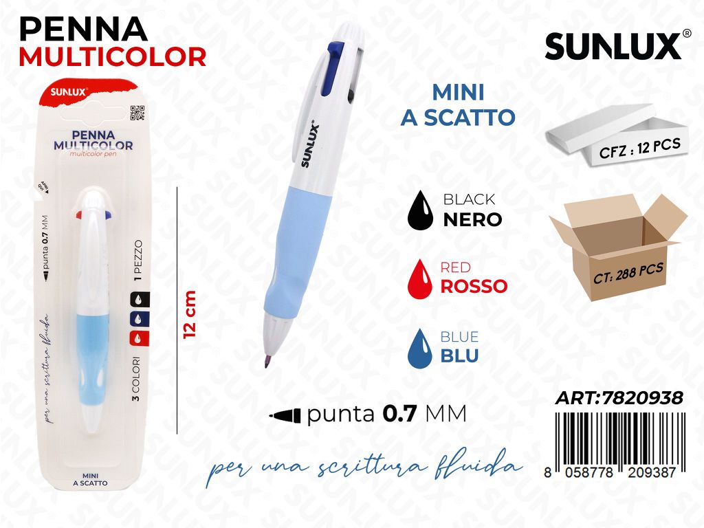 Sunlux Multicolor 3COL.PUNTA 0.7MM Fusto della Blu