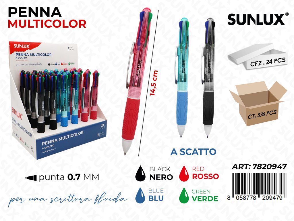 Sunlux Penna Multicolor Punta 0.7MM 4COL.