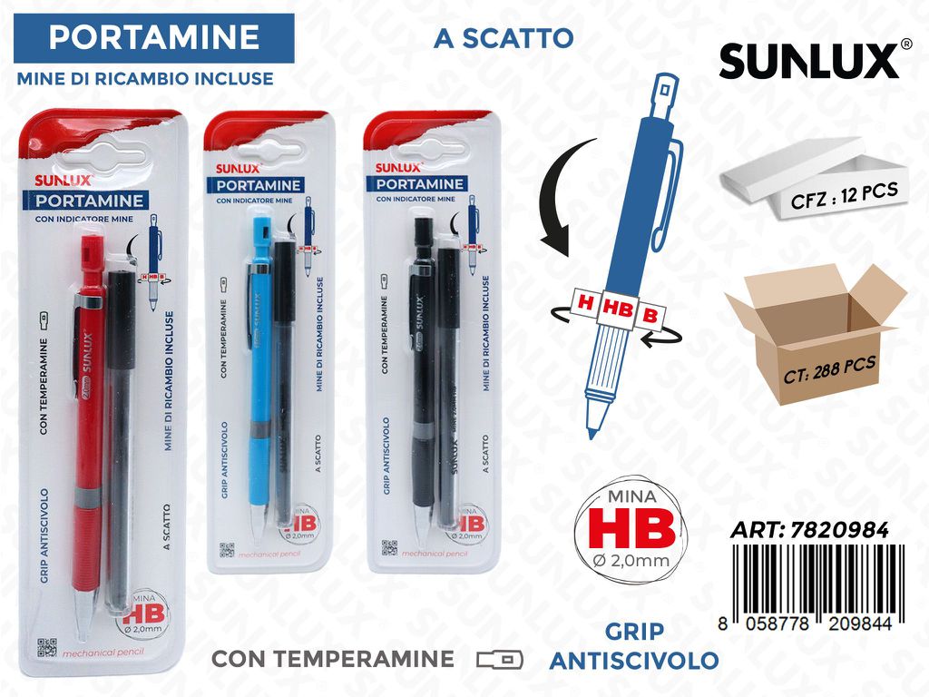 Sunlux Portamine a Scatto c/Temperamine Hb 2.0MM Ass.