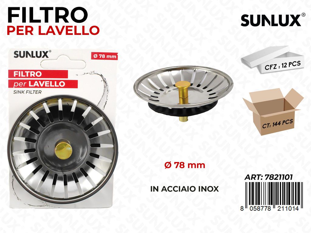 Filtro per Lavello Acciaio Inox D.78MM