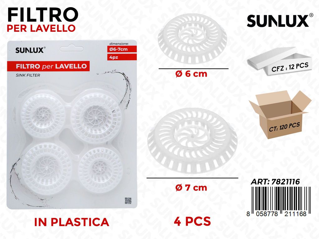 Filtro Lavello in Plastica 4 Pcs Mis. Ass.
