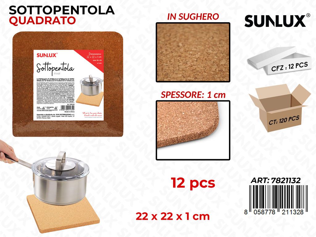 Sottopentola in Sughero 22*22*1CM