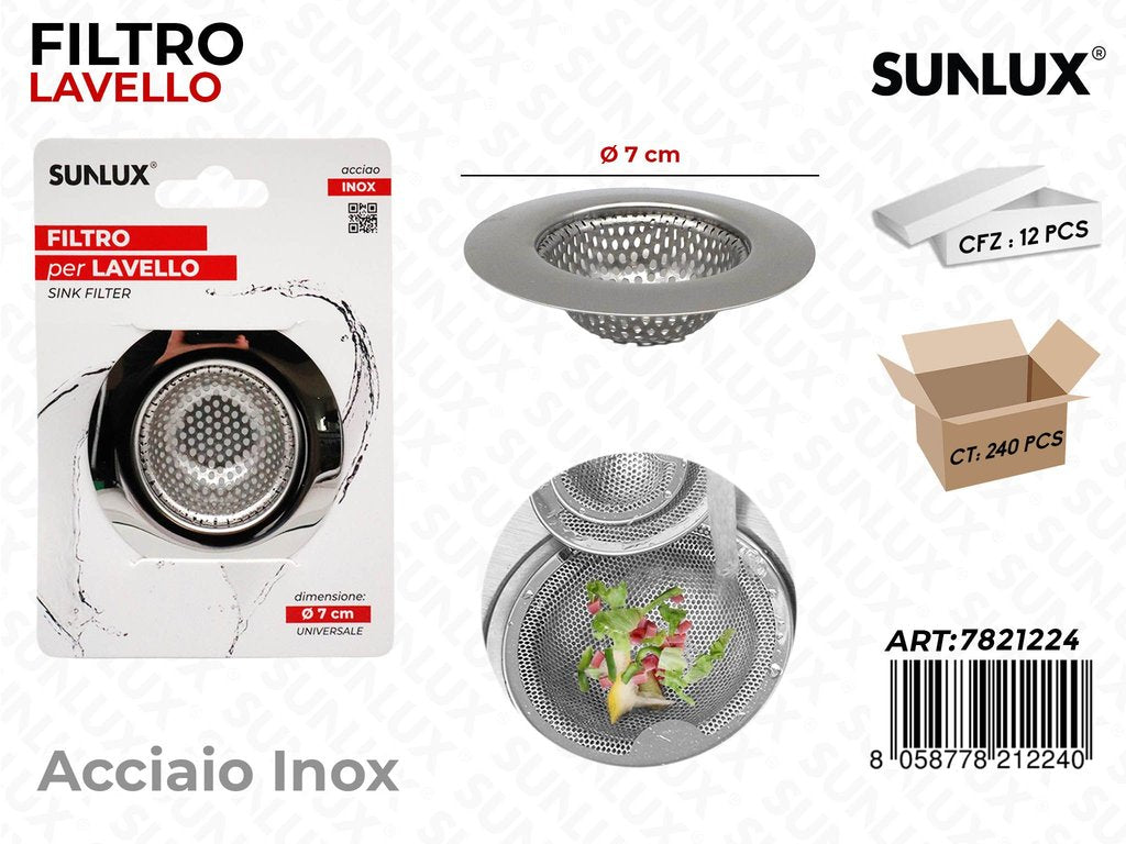 Sunlux Filtro Lavello Univers. Inox D.7CM