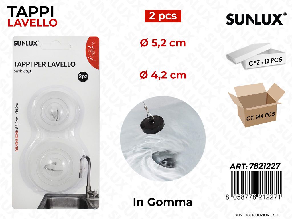 Tappi per Lavello in Gomma 2PCS Mis. Ass.