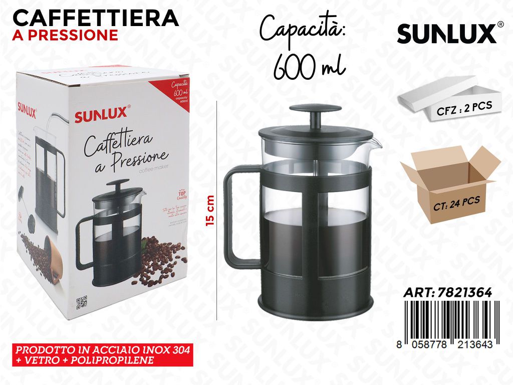 Caffettiera A Pressione 350Ml Acciaio 304