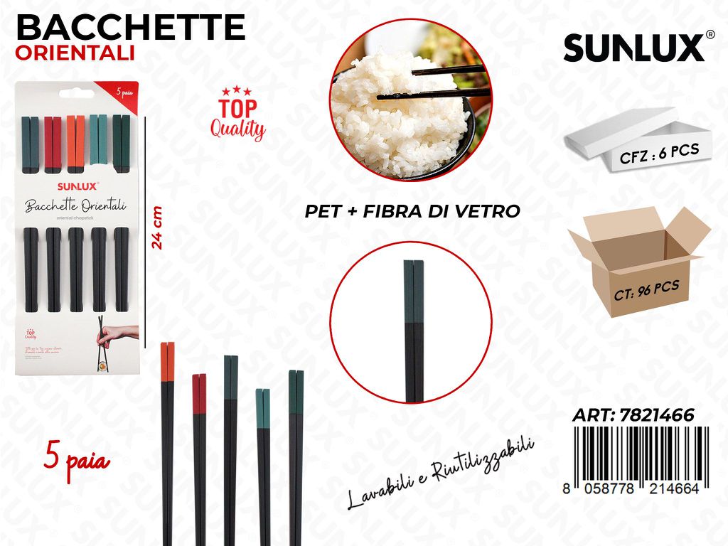 Bacchette Orientali 5PAIA Ass. 24CM