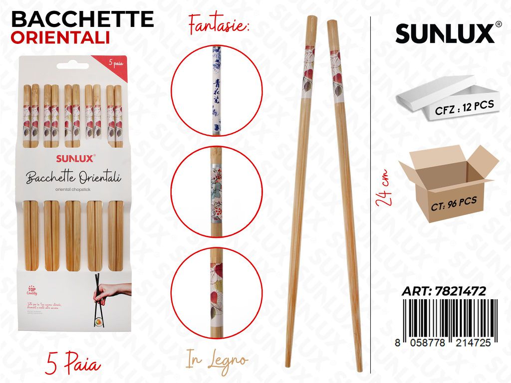 Sunlux Bacchette Orientali Ass. Legno 5PAIA 24CM