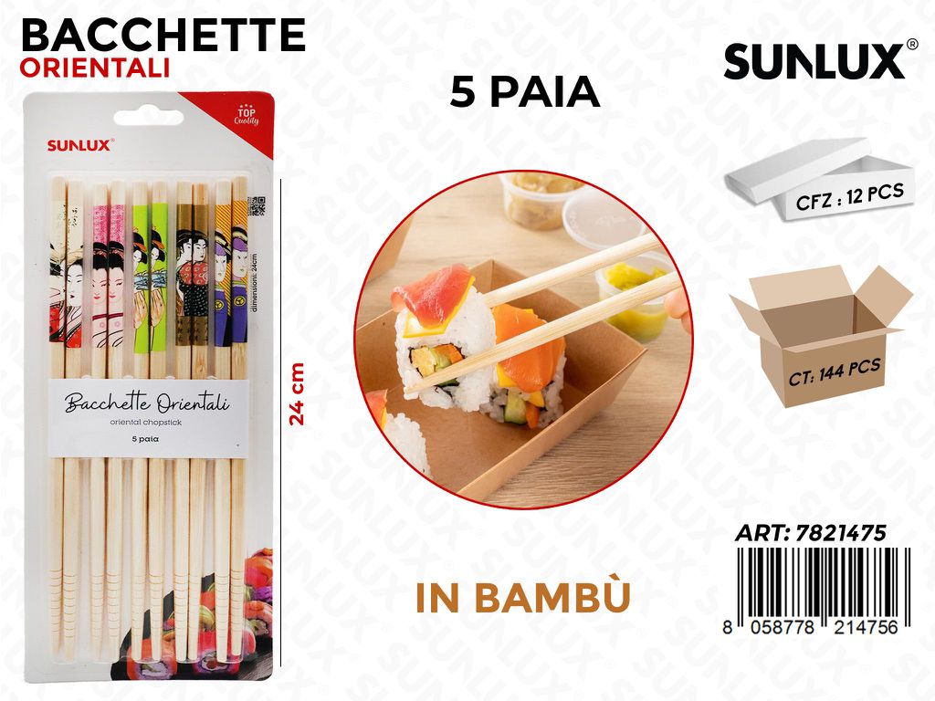 Sunlux Bacchette Orientali Ass. Legno 5PAIA 24CM
