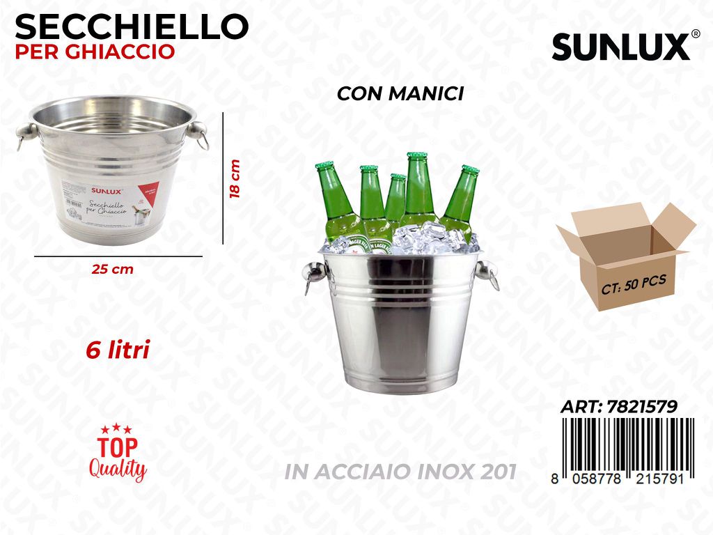 Secchiello per Ghiaccio Inox 201 25*18CM 6LT