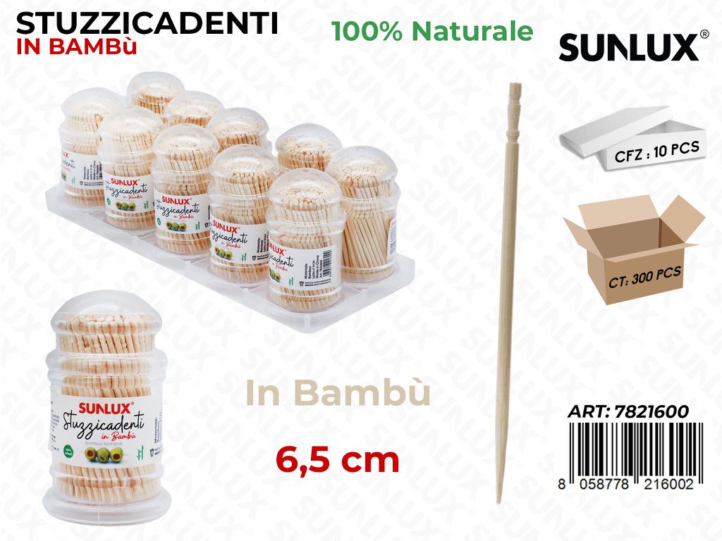 Stuzzicadenti in Bamboo 6.5CM / Pz da 10