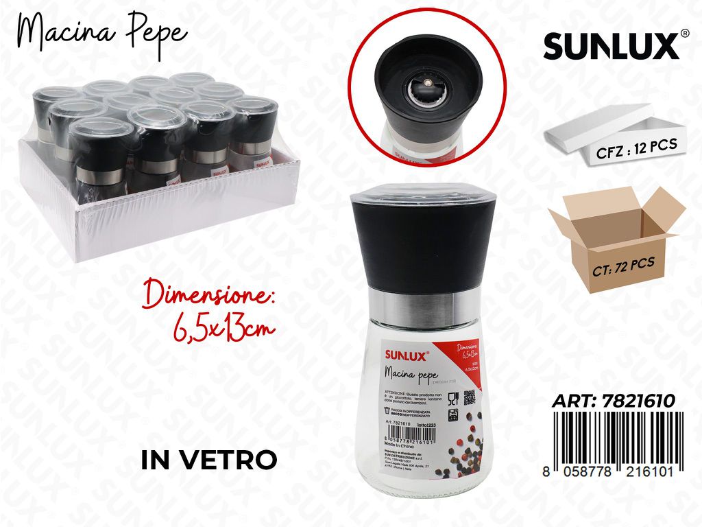 Sunlux Macina Pepe in Vetro 6.5*13CM