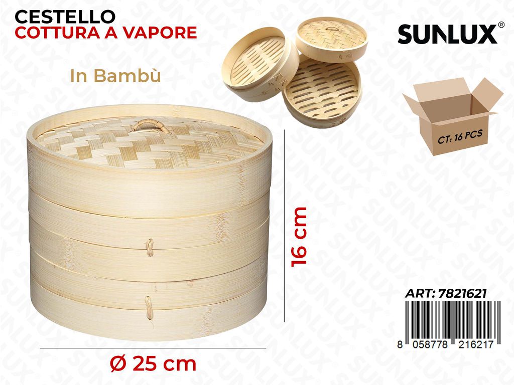 Cestello Cottura a Vapore in Bambu 25*16CM