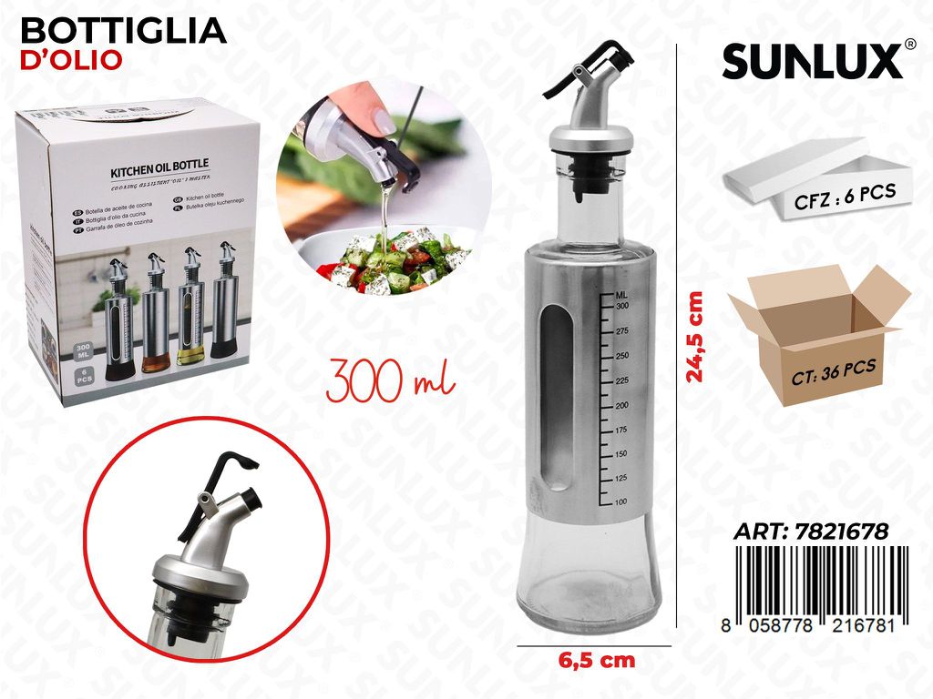 Sunlux Bottiglia Dolio Vetro 300ML 6.5*24.5CM