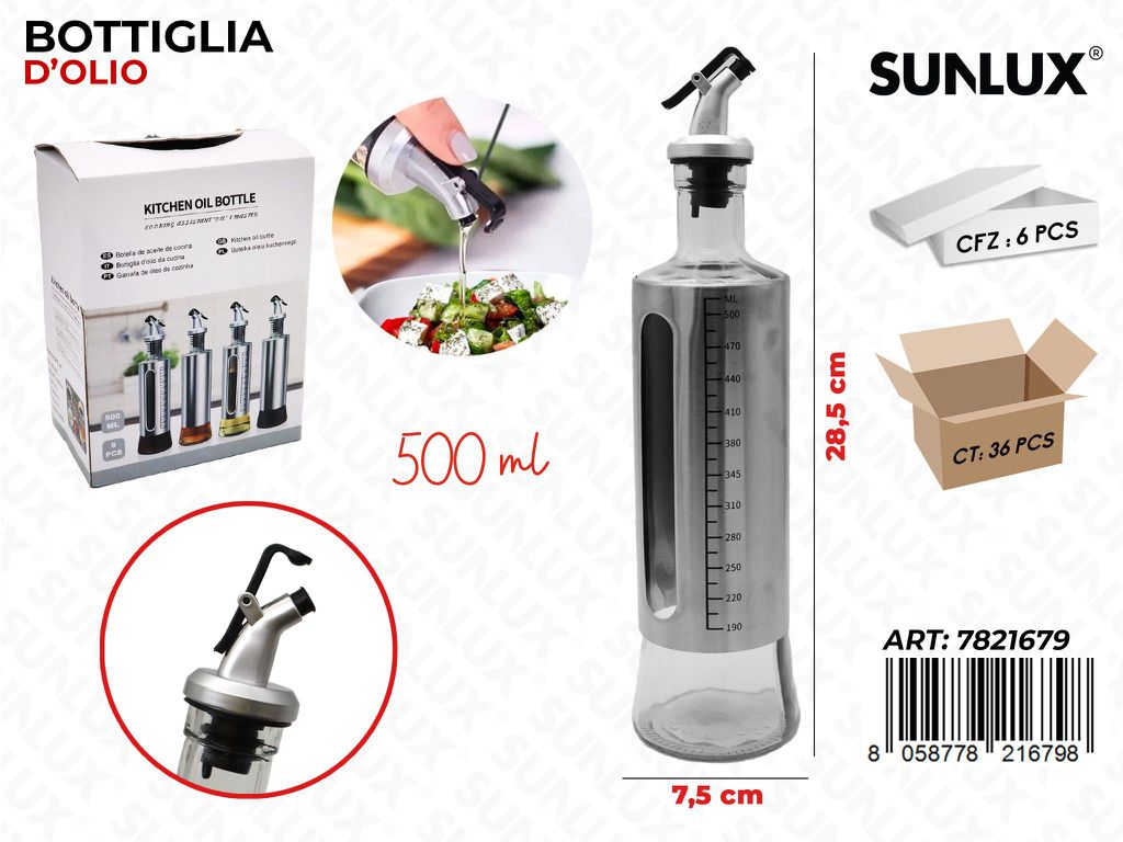 Sunlux Bottiglia Dolio Vetro 500ML 7.5*28.5CM