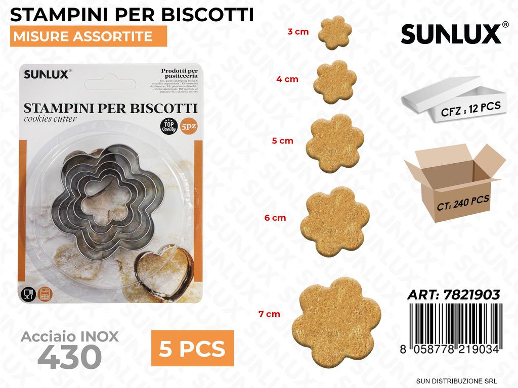 Stampi per Biscotti Acciaio 430 5PCS Mis Ass.