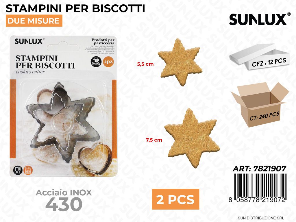 Stampi per Biscotti Acciaio 430 2PCS Mis Ass.