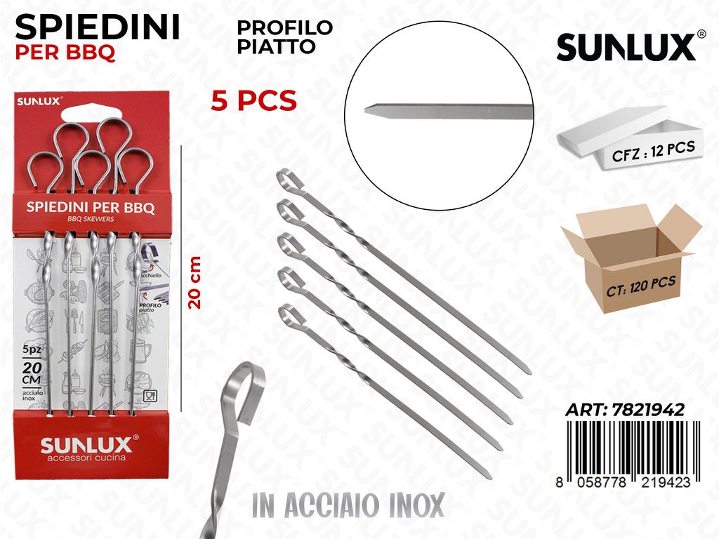 Spiedini per Bbq P. Piatto 5PC- 20CM