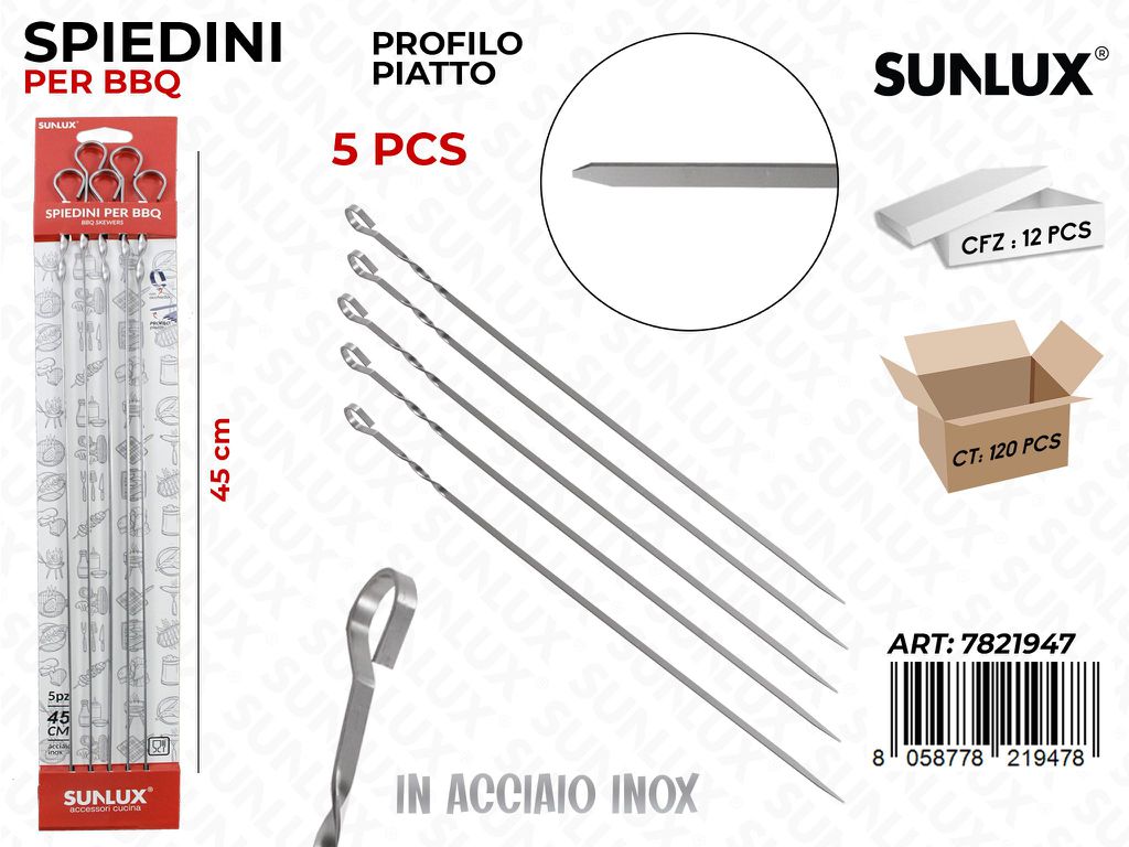 Spiedini per Bbq P. Piatto 5PC- 45CM