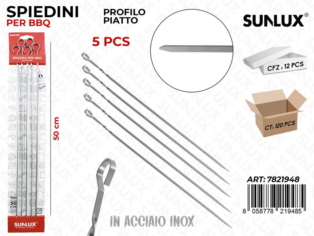 Spiedini per Bbq P. Piatto 5PC- 50CM