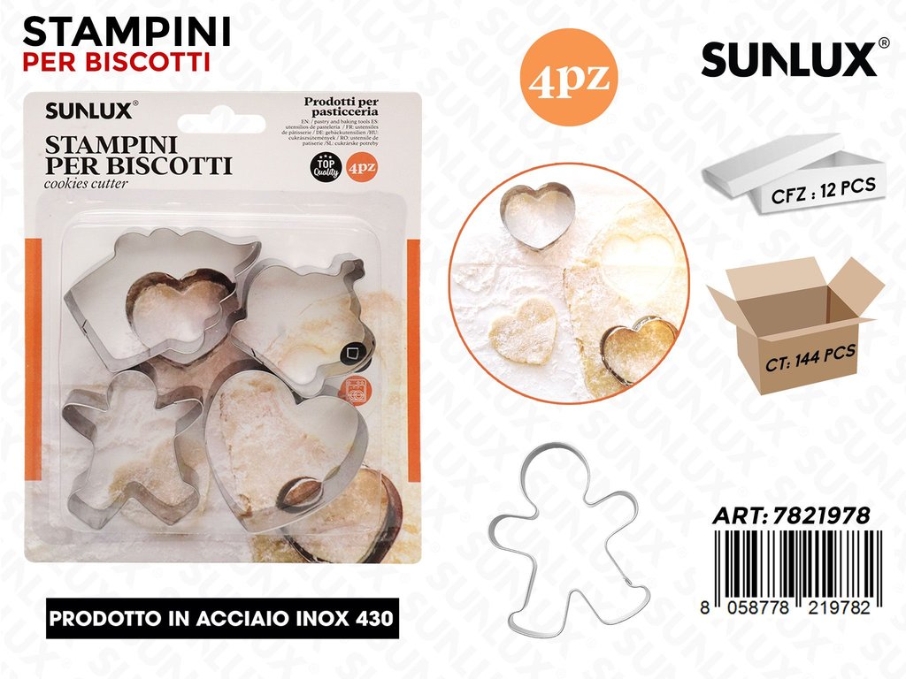 Stampo per Biscotti in Acciaio 430 4PCS Ass.