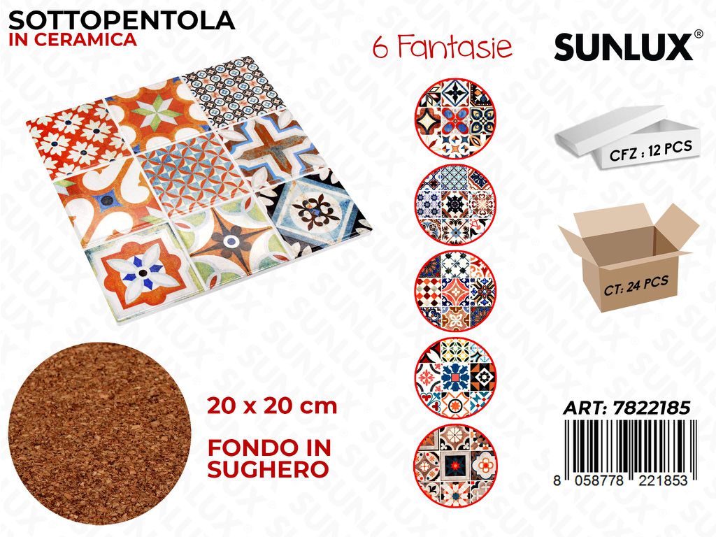 Sunlux Sottopentola Ceramica Ass. 20*20CM