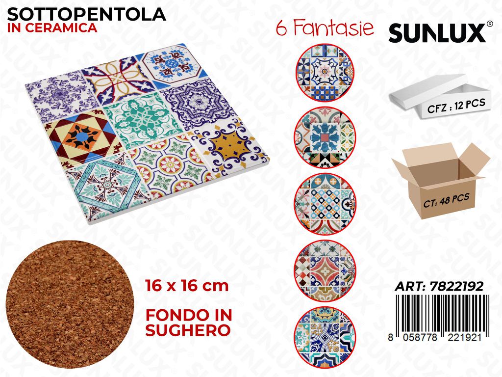 Sunlux Sottopentola Ceramica Ass. 16*16CM