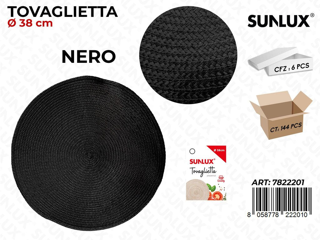 Sunlux Tovaglietta Intrecc. Nero 38CM / Pz da 6
