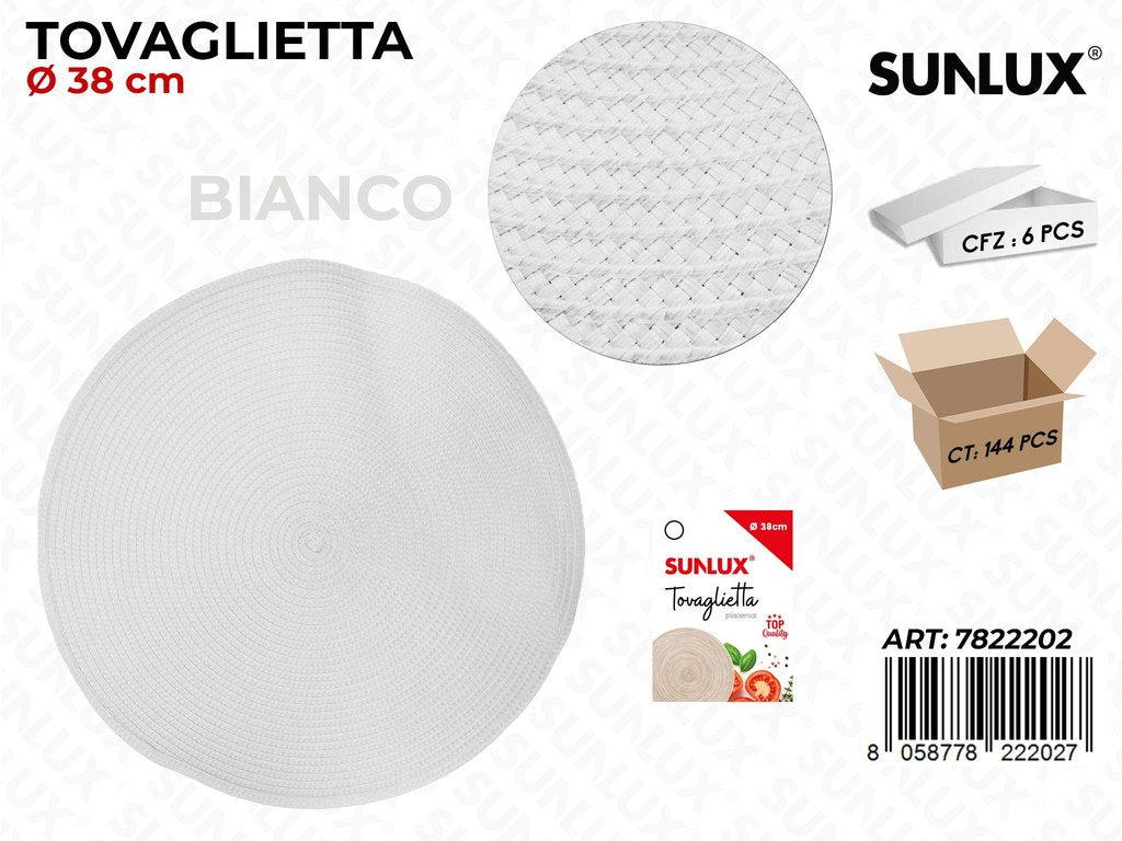 Sunlux Tovaglietta Intrecc. Bianco 38CM / Pz da 6