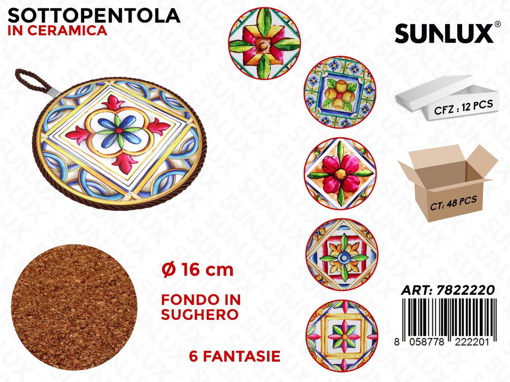 Sunlux Sottopentola Ceramica D.16CM Ass.