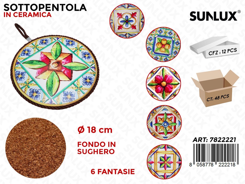Sunlux Sottopentola Ceramica D.18CM Ass.