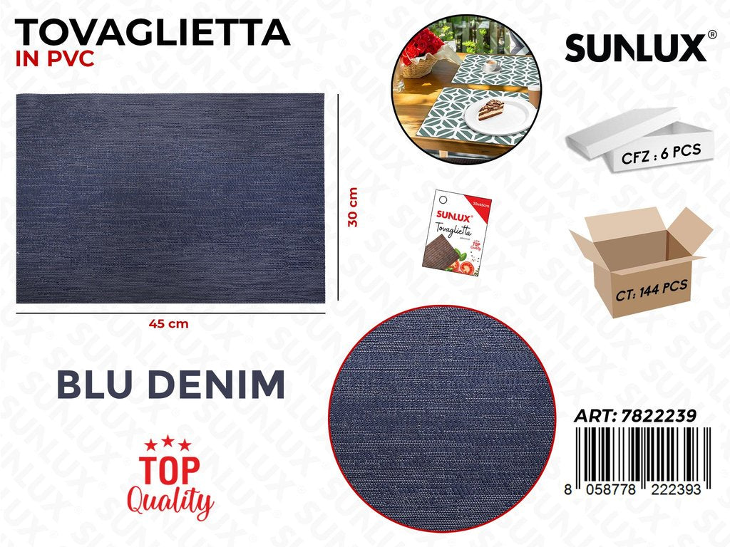 Sunlux Tovaglietta Rett. Blu Pvc 45*30CM