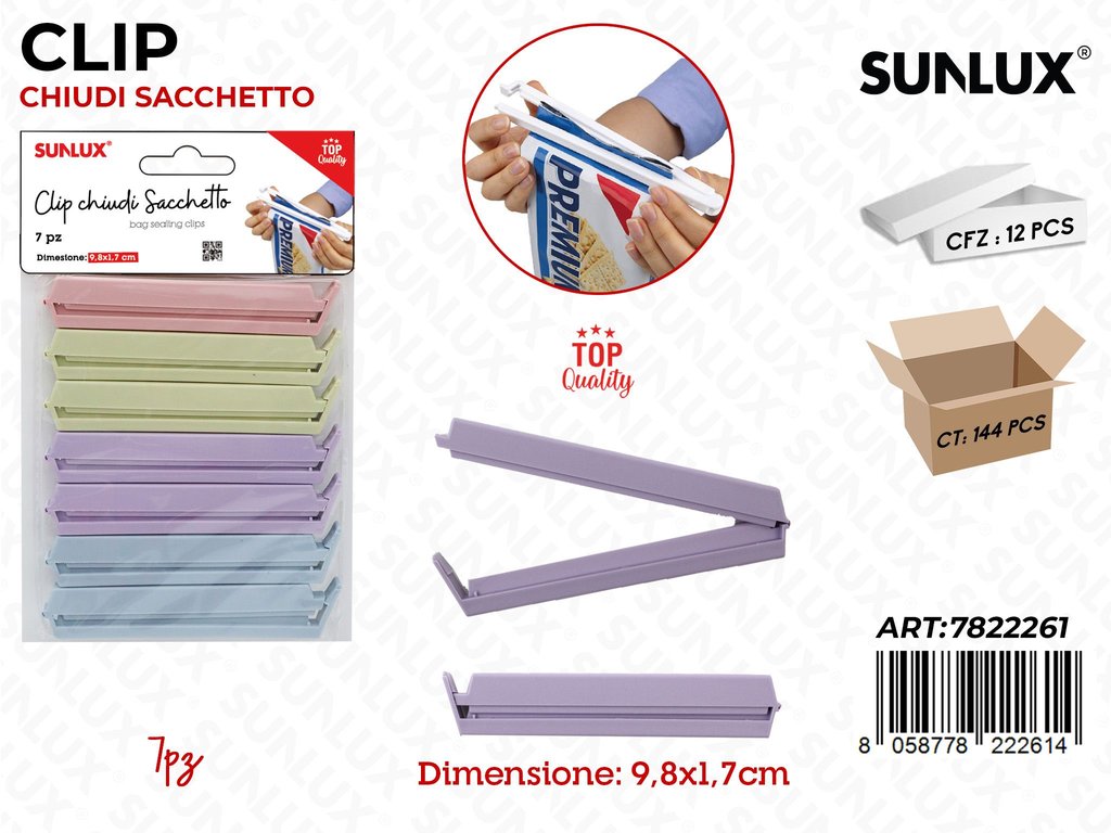 Sunlux Clip Chiudi Sacchetto 7PCS 9.8*1.7CM
