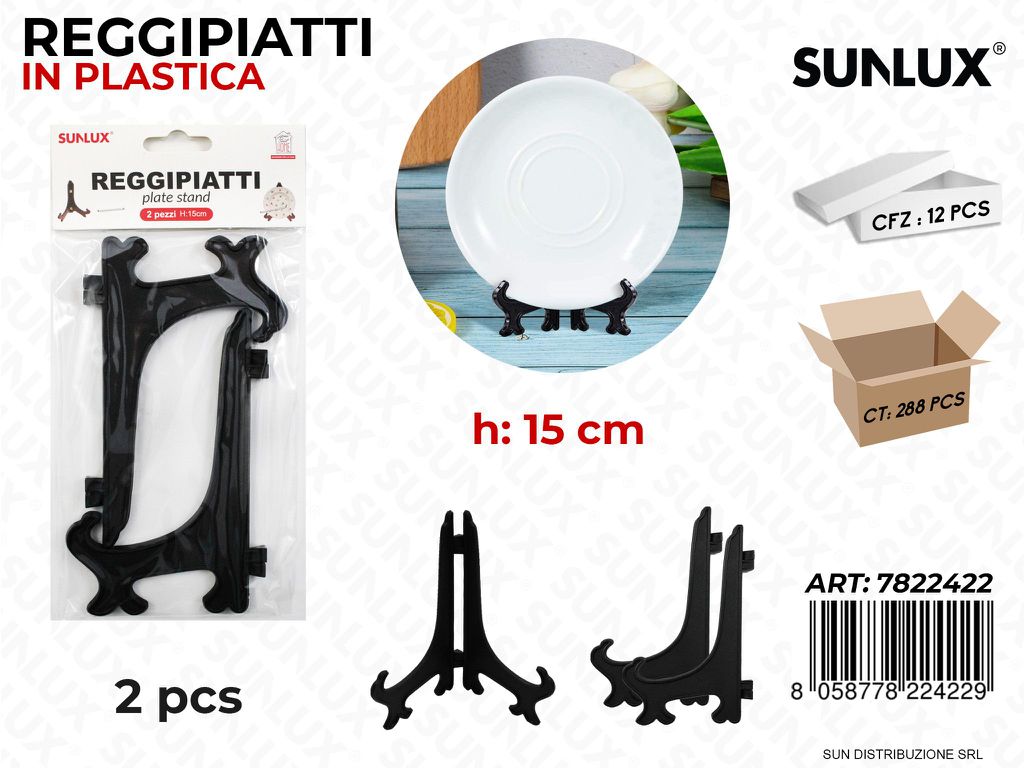 Reggipiatti in Plastica Nero 15CM 2PCS