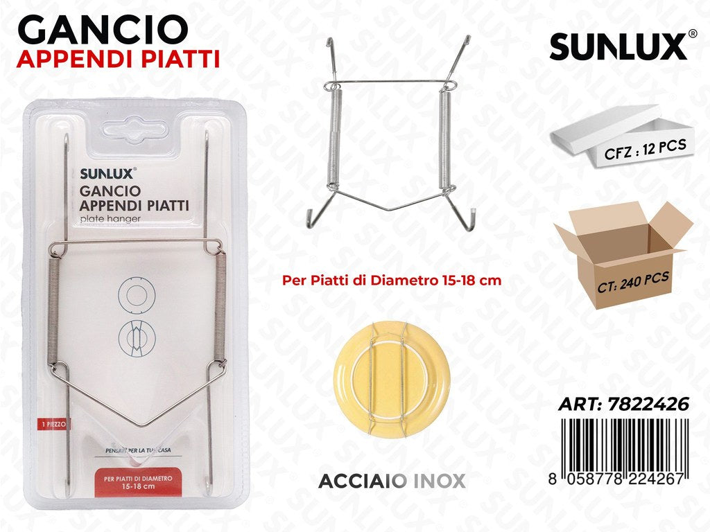 Gancio Appendi Piatti Acciaio Inox 15-18CM