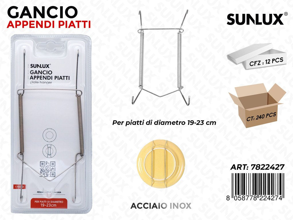 Gancio Appendi Piatti Acciaio Inox 19-23CM