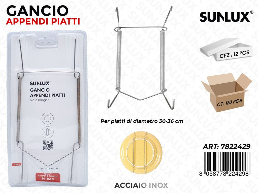 Gancio Appendi Piatti Acciaio Inox 30-36CM