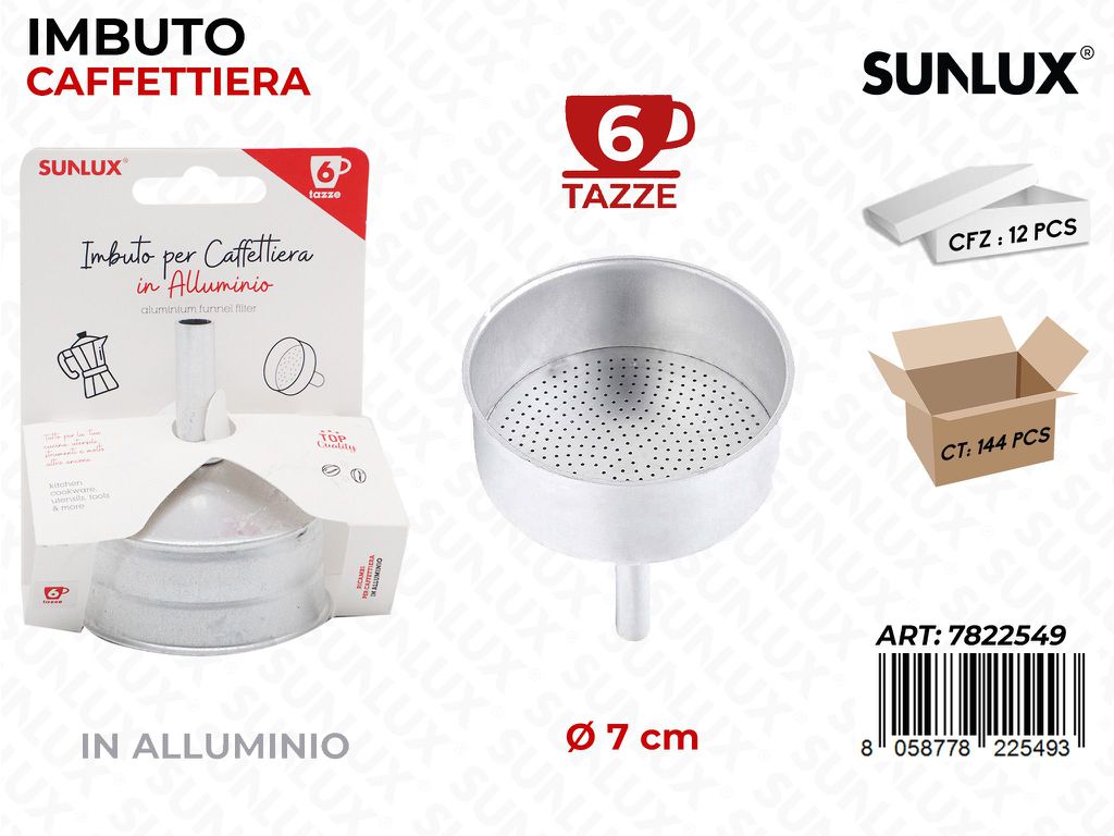 Imbuto Caffettiera Allum. D. 7 Cm 6TAZZE /Pz da 12CFZ
