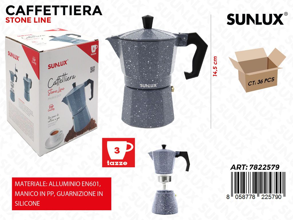 Caffettiera Stone 3TAZZE Alluminio En 601