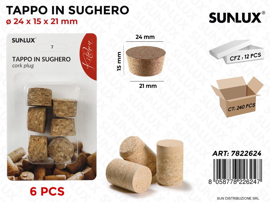Tappo in Sughero 6PC- D.24*15*21 Mm