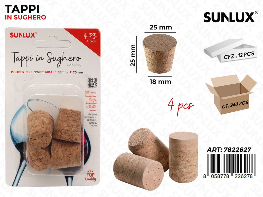 Tappo in Sughero 4PCS D.25*25*18MM