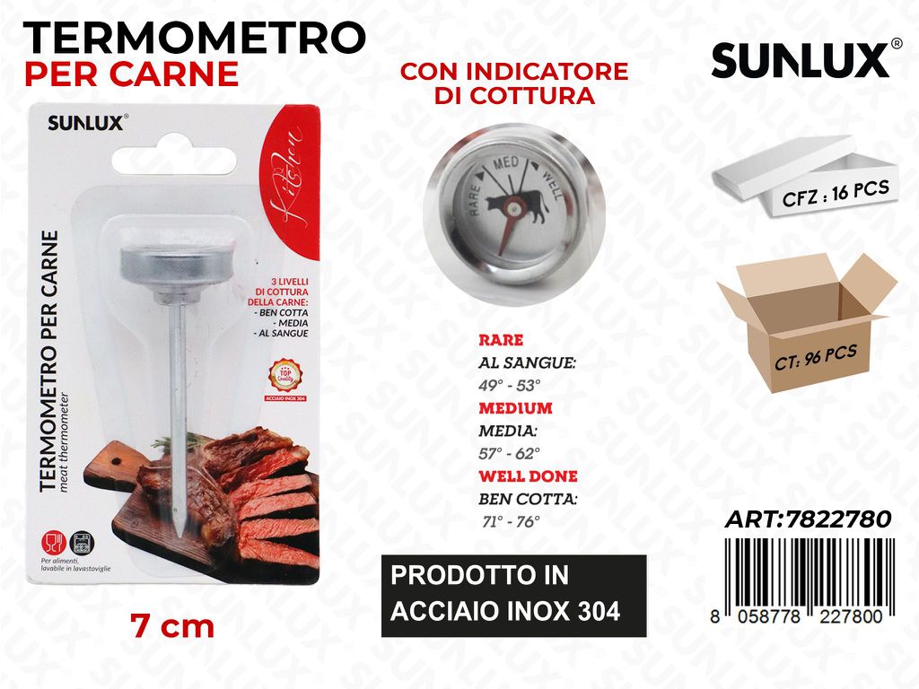 Sunlux Termometro per Carne in Acciaio 304