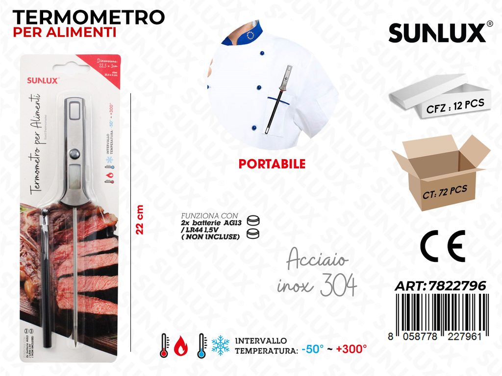 Sunlux Termometro Alimenti Acc. 304 22CM